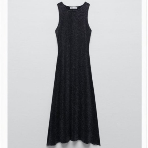 Zara Metallic Thread Knit Maxi Dress Size L - Picture 1 of 7